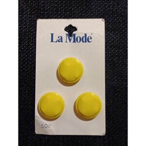 La Mode Vintage Yellow Ribbed Round Shank Buttons Size 28 1.8cm Japan 3‎ Count